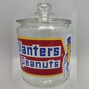 SOLD!! Vintage Mr Peanut Counter Glass Jar with Lid
